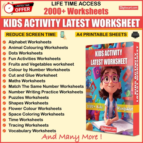 2000+ Printable Latest Worksheet For Kids + Free Coloring sheet